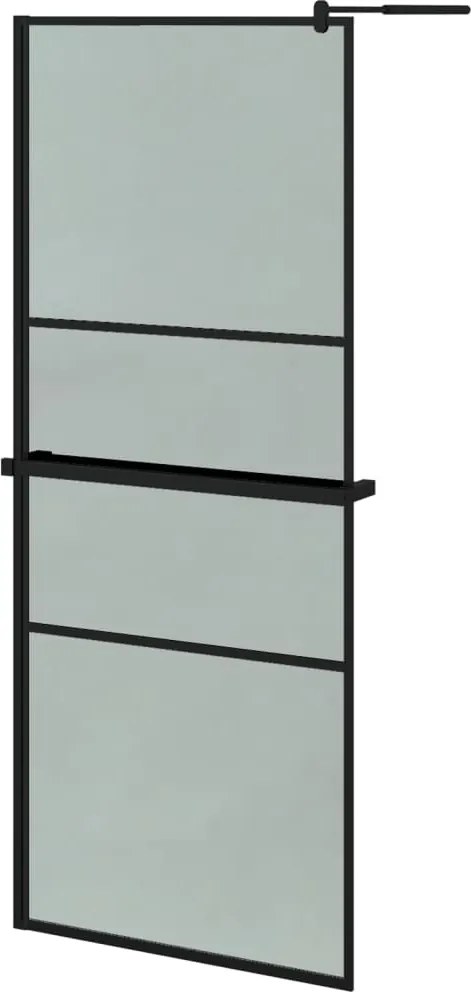 vidaXL fekete ESG üveg és alumínium zuhanyfal polccal 80 x 195 cm