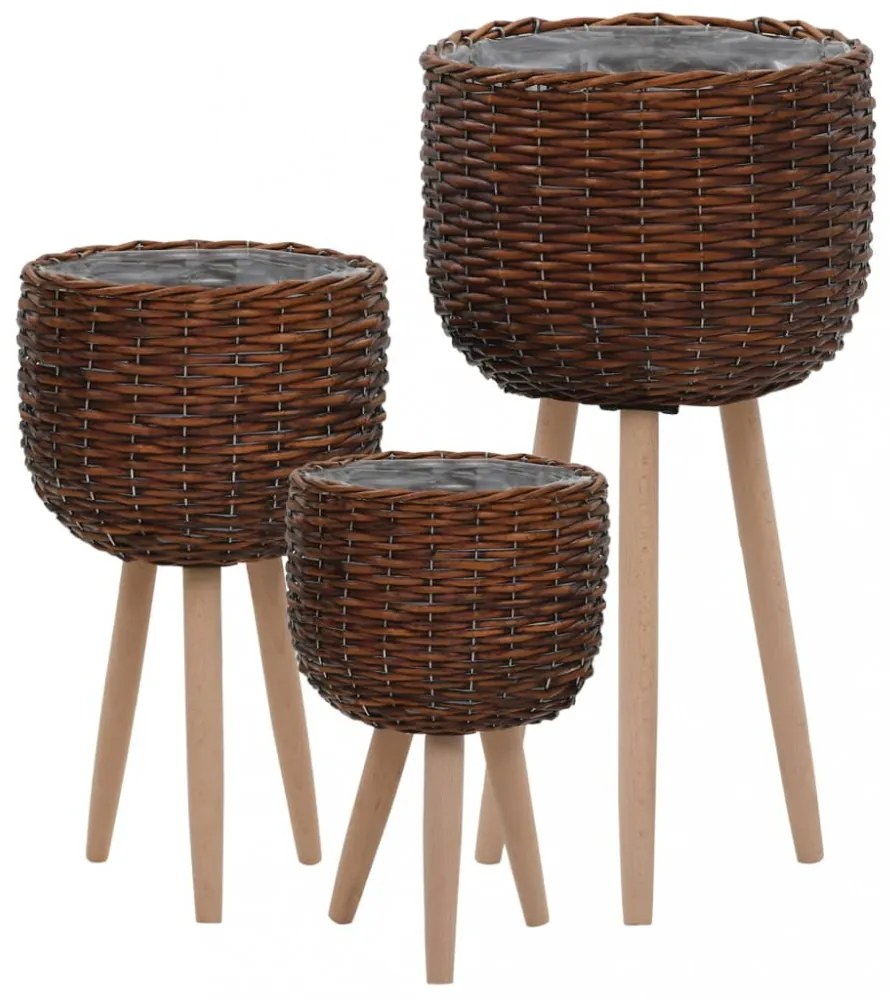 vidaXL 3 darabos PE béléses fonott virágtartó-garnitúra