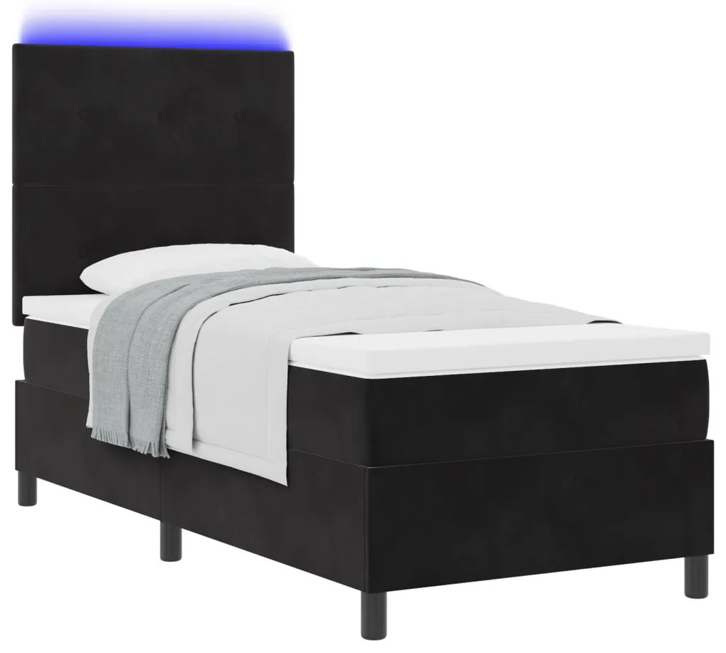 Ágybetét Matrac és LED Fekete 80x200 cm Bársonyos