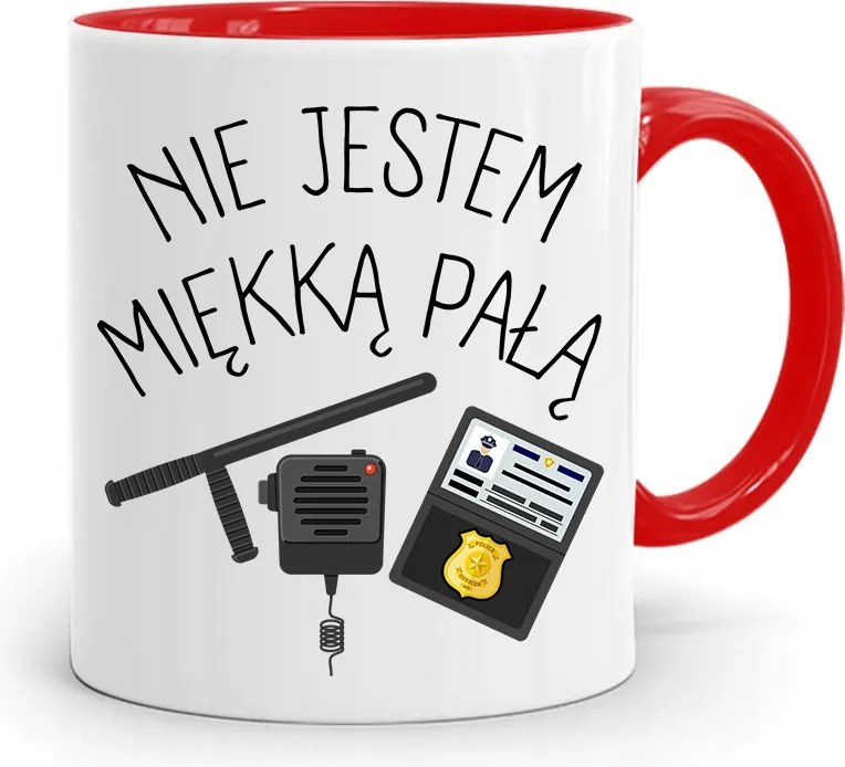 Piros Rendőr Bögre Nem Vagyok Puha Bot, fényképes nyomattal