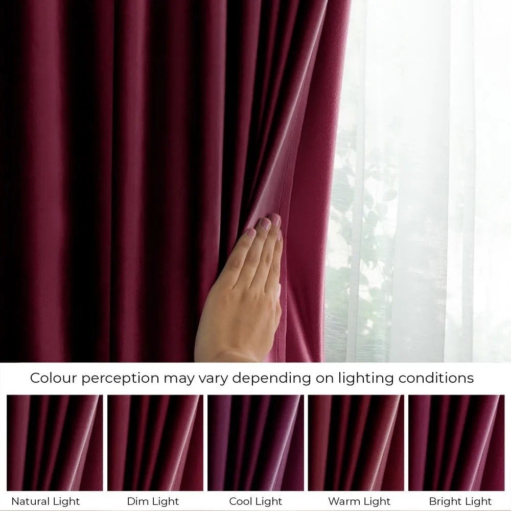 Borvörös bársony dimout (részleges sötétítő) függöny 140x245 cm Eyelets – Restilo