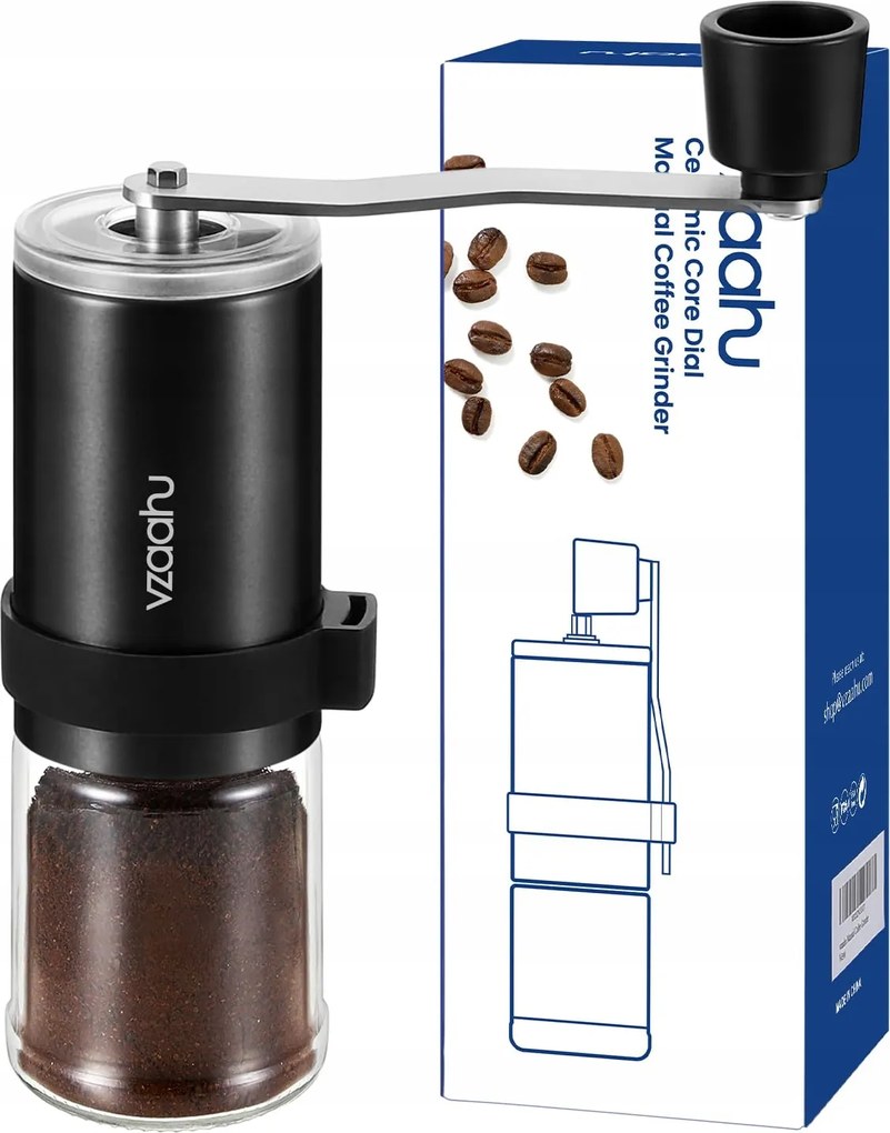 Vzaahu kézi kávédaráló fogantyúval és állítható őrlési funkcióval