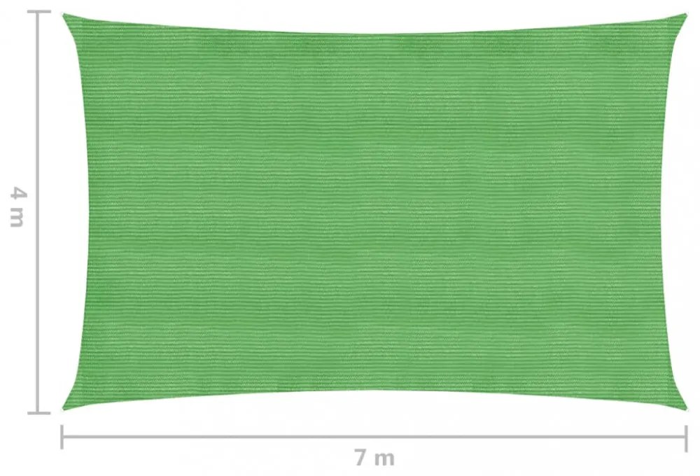 világoszöld HDPE napvitorla 160 g/m² 4 x 7 m