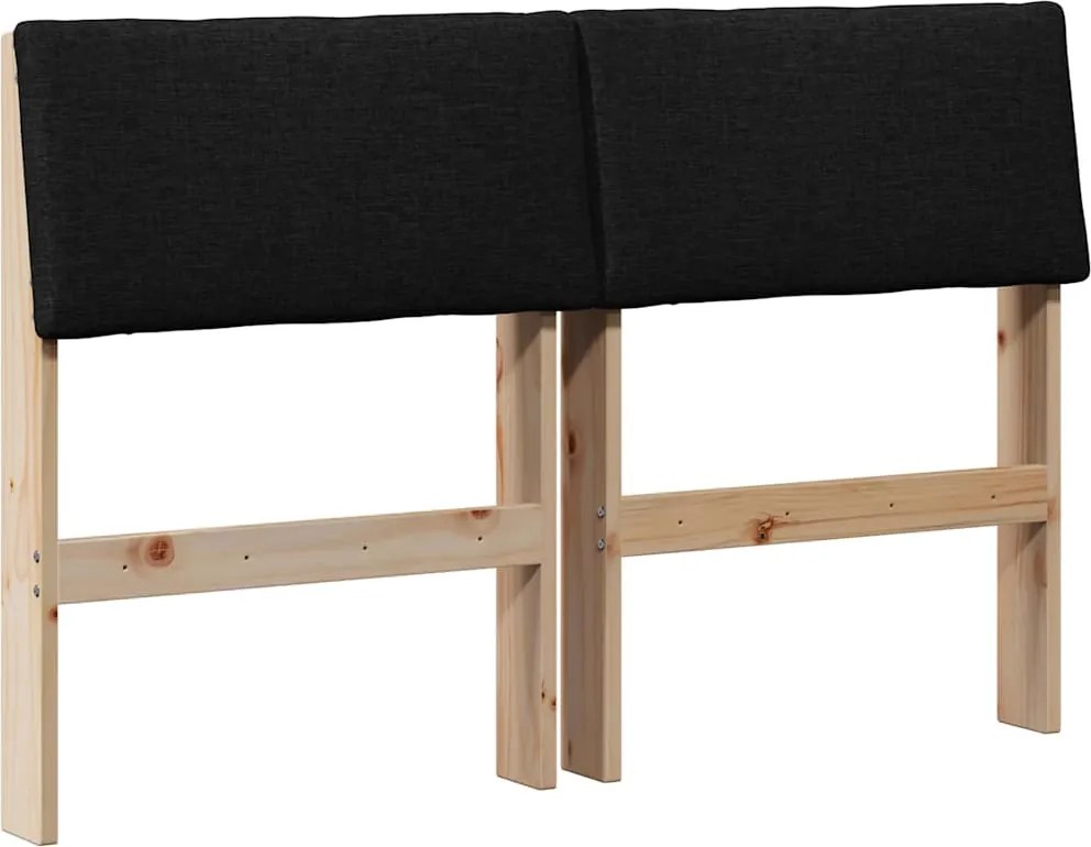 vidaXL Kárpitozott fejtámla Fekete 120 cm Tömör fenyőfa
