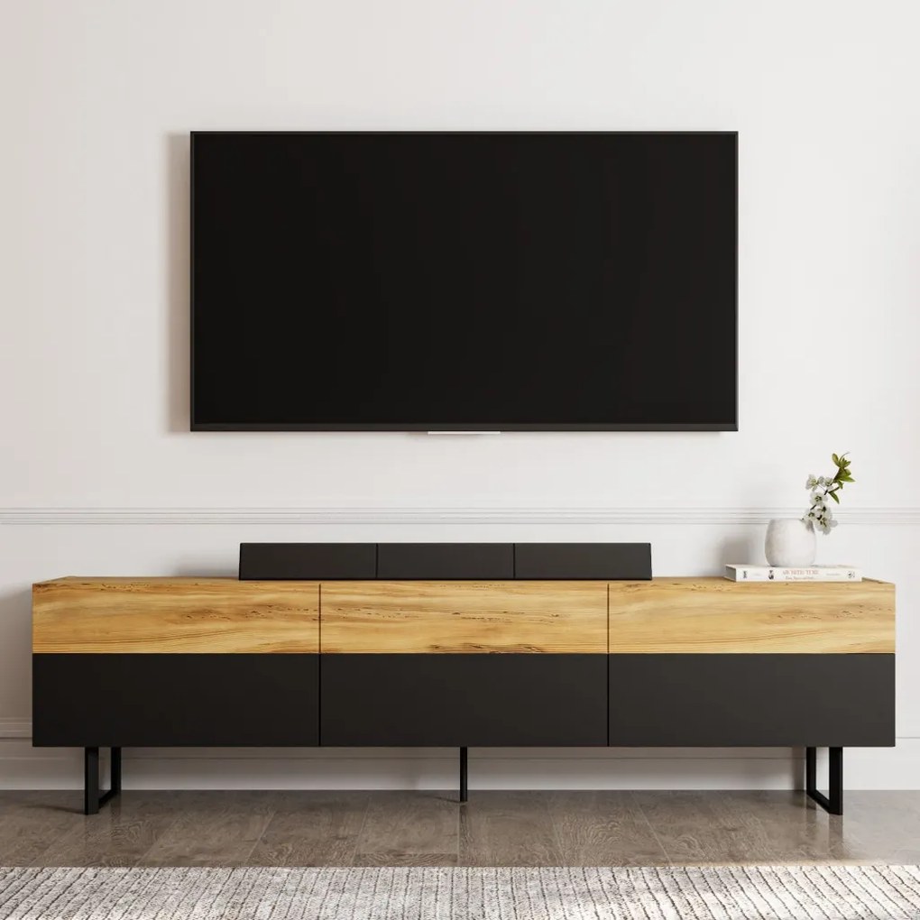 Sign TV-állvány, fekete-tölgy, 180 cm
