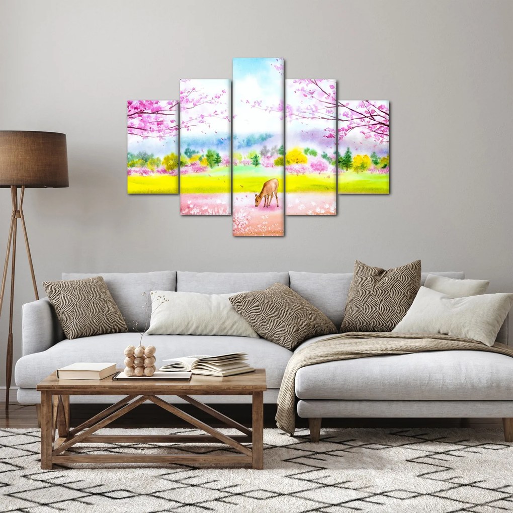 Kép - festett szarvas, akvarell (150x105 cm)