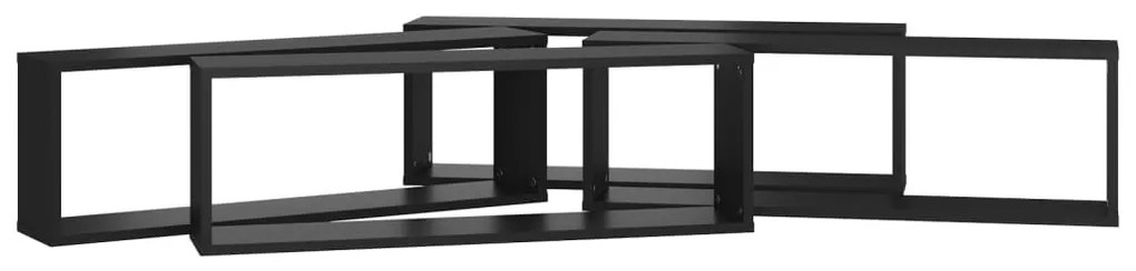 4 db fekete szerelt fa fali kockapolc 80 x 15 x 26,5 cm
