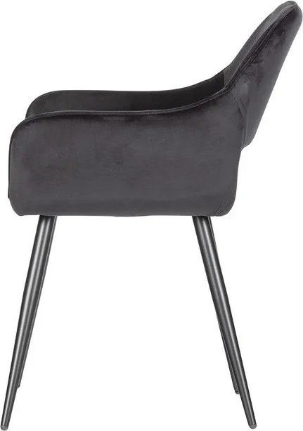 Fekete kárpitozott karfás étkezőfotel szett 2 db-os Jelle – WOOOD