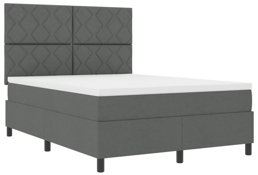 Boxspring Ágy Matraccal Sötétszürke 140x190 cm Szövet