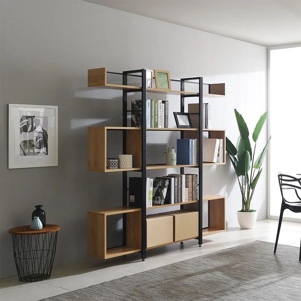 3 polcos polcállvány, tölgy/fekete, KILIS NEW TYP 4