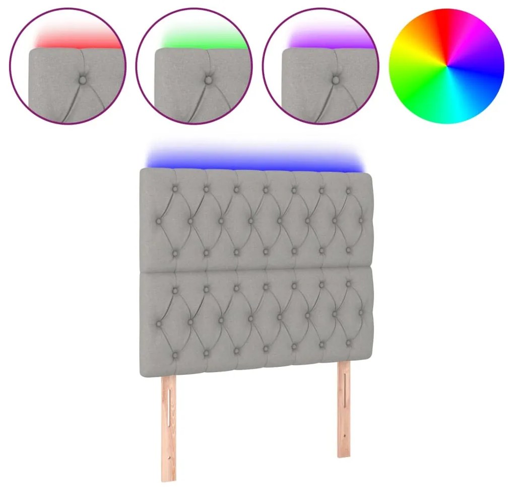 világosszürke szövet LED-es fejtámla 90x7x118/128 cm