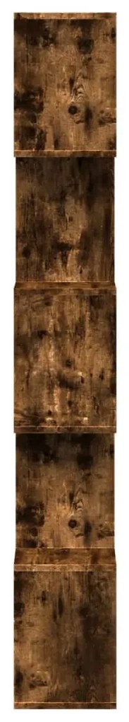 5 szintes füstös tölgy fa elválasztó könyvespolc 70x24x161 cm