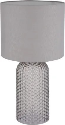 Globo 21735G Asztali lámpa, üveg szürke, textil szürke, kábel PVC fehér, billenőkapcsoló a kábelen, ø: 265mm, M: 500mm, kábel hossza 1300mm, 1x E27 60W 230V izzó nélkül