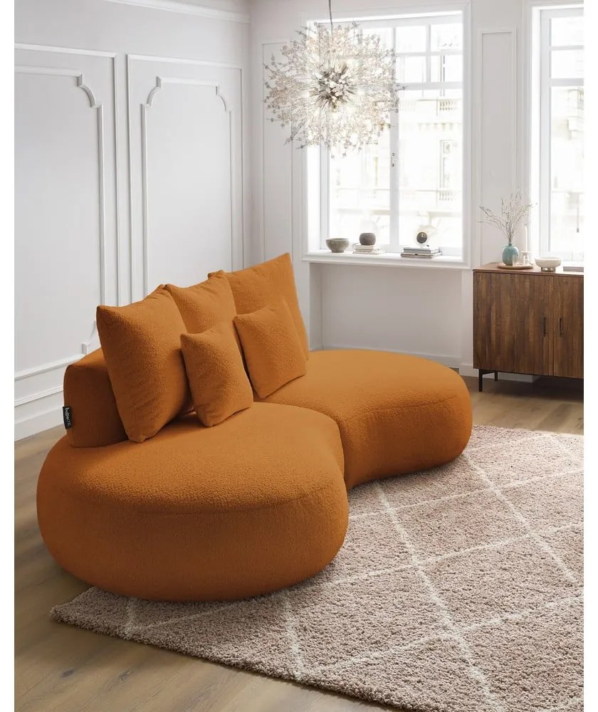 Mustársárga buklé szövet kanapé 260 cm Saint-Germain – Bobochic Paris