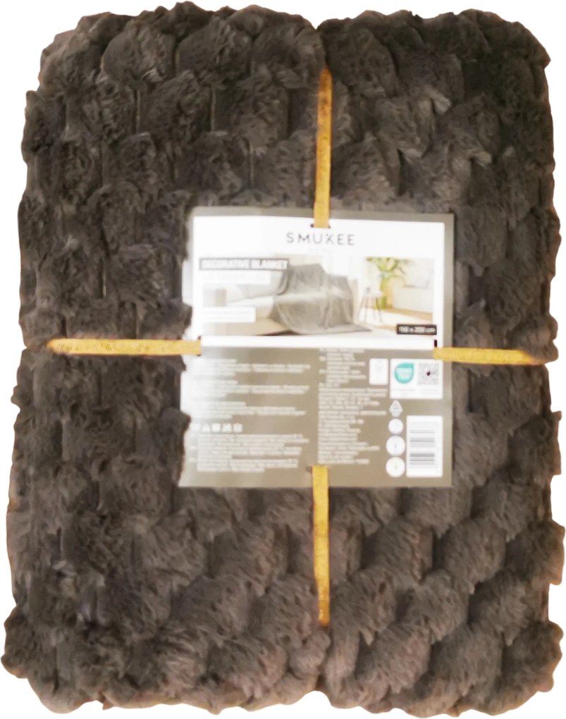 Smukee Dekoratív takaró 200 cm x 150 cm Szőrmés mintás Sötétszürke