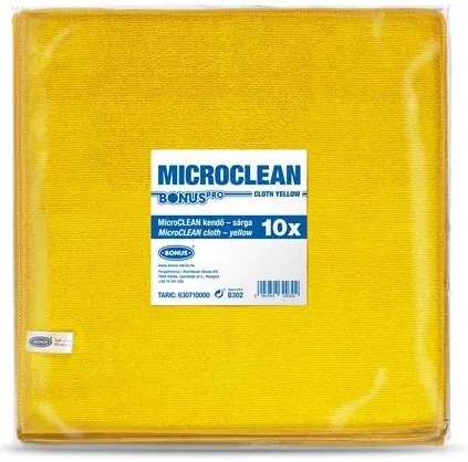 Törlőkendő, mikroszálas, univerzális, 10 db, 32x32 cm, BONUS MicroCLEAN, sárga (KHT1294)