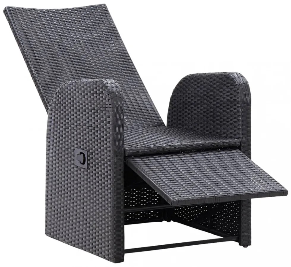 fekete dönthető háttámlás polyrattan kerti szék párnával