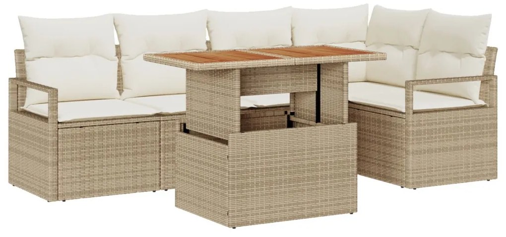 Kert étkező szett párnával 6 pcs Beige és krém 100 x 55 x 73 cm