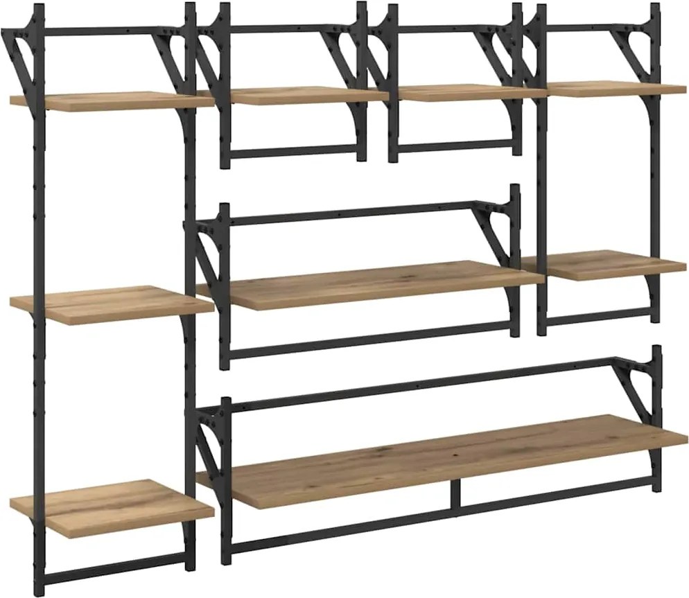 vidaXL Fali polc készlet 6 pcs Artisan tölgy 100 x 25 x 30 cm Faanyag