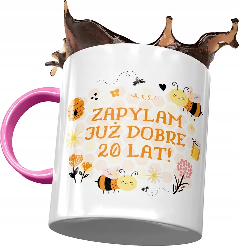 Rózsaszín Bögre Születésnapra 20 20. 20. Ajándék Nyomtatott Fotóval