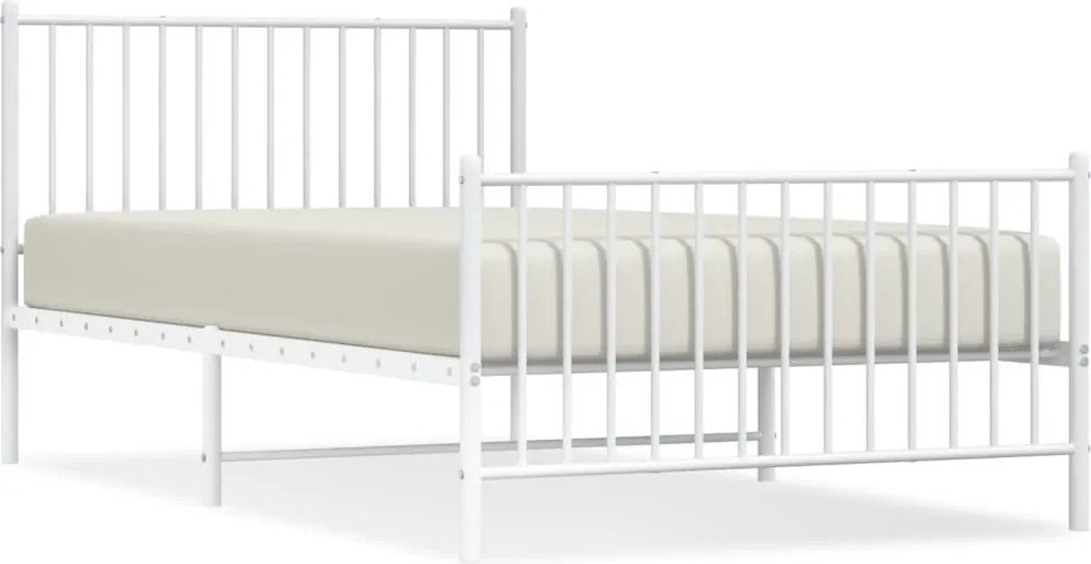 vidaXL fehér fém ágykeret fej- és lábtámlával 107 x 203 cm