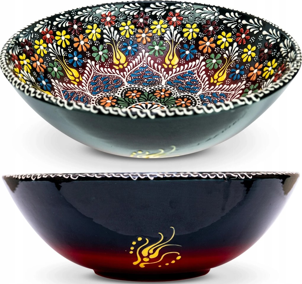 Tál Kerámia Salátás Tál Nagy 30 CM Kézzel Díszített Festett 3,5L