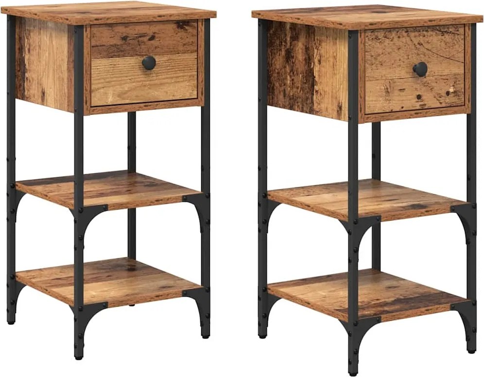 vidaXL Éjjeliszekrény fiókkal 2 pcs Barna 33.5 x 36 x 70 cm