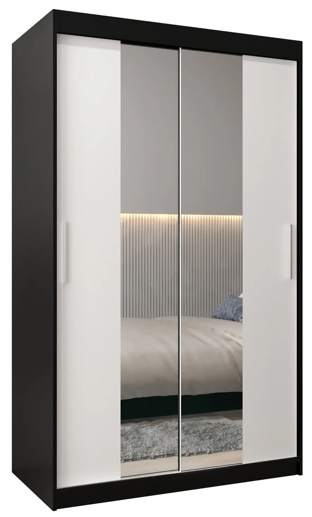 Ruhásszekrény 120 cm Toki 1 (matt fekete + matt fehér). 1064891