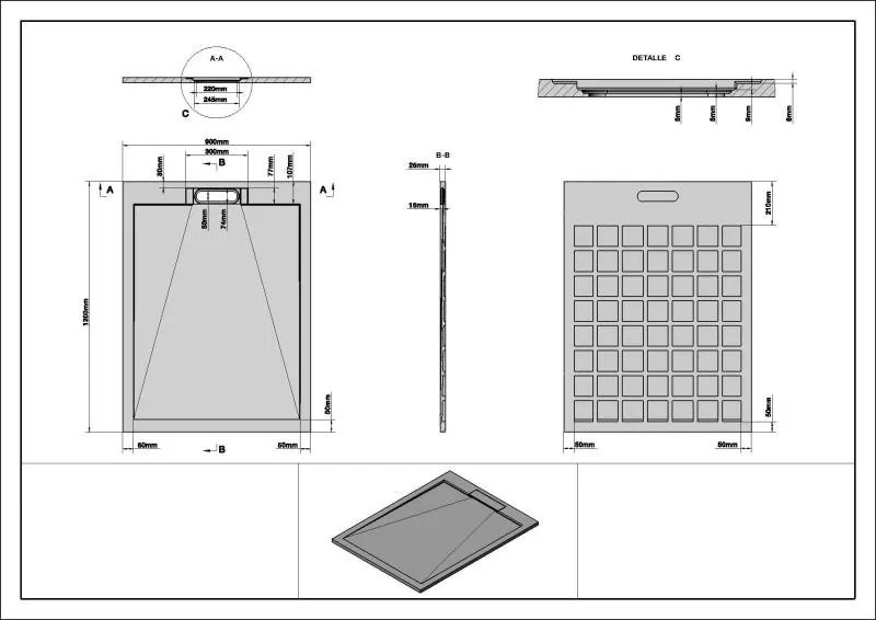 AREZZO design STONE pala hatású öntött márvány zuhanytálca, 120x90 cm-es, fekete (2 doboz)