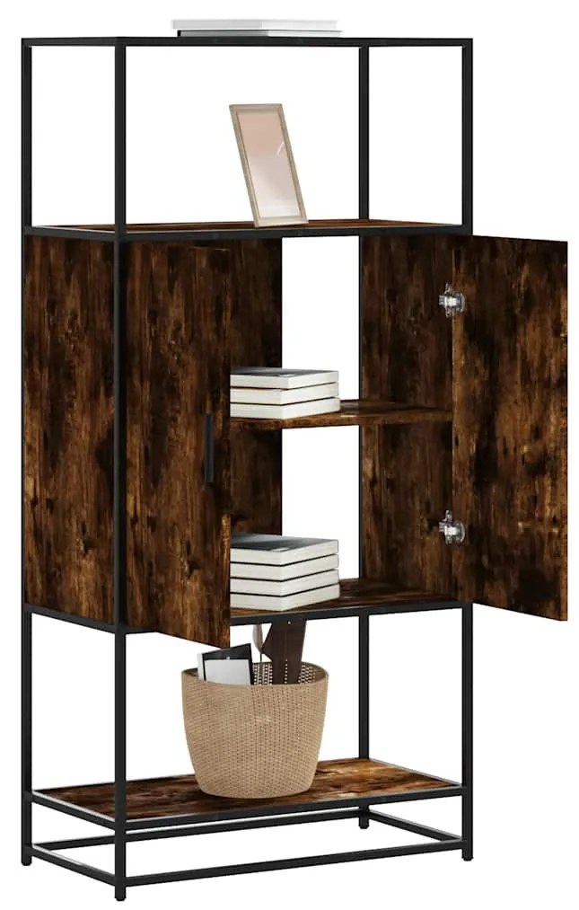 Highboard sonoma tölgy 68x35x139 cm gépelt fa és fém