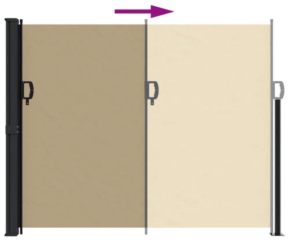 bézs behúzható oldalsó napellenző 160 x 600 cm