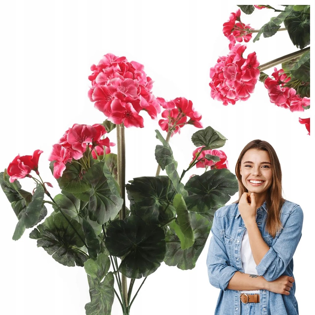 Mesterséges Muskátli, Mint Élő Mesterséges Rózsaszín Virágok Az Erkélyre Terasz