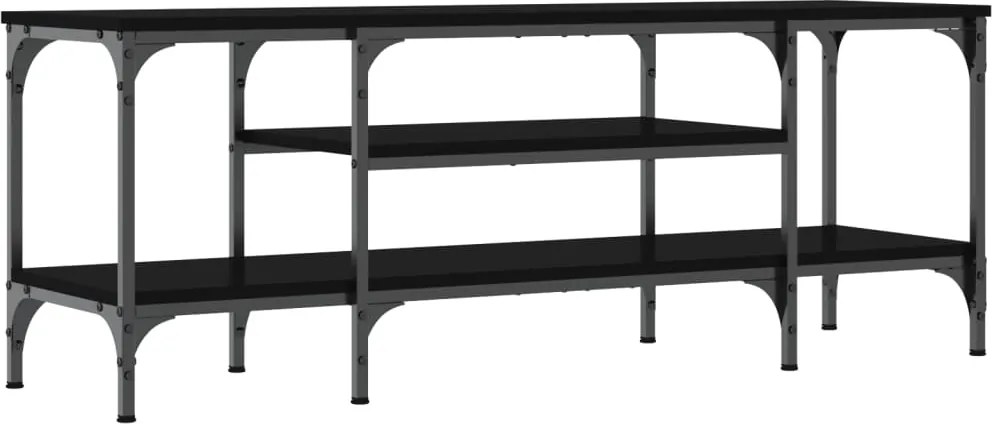 vidaXL fekete szerelt fa és vas TV-szekrény 121x35x45 cm