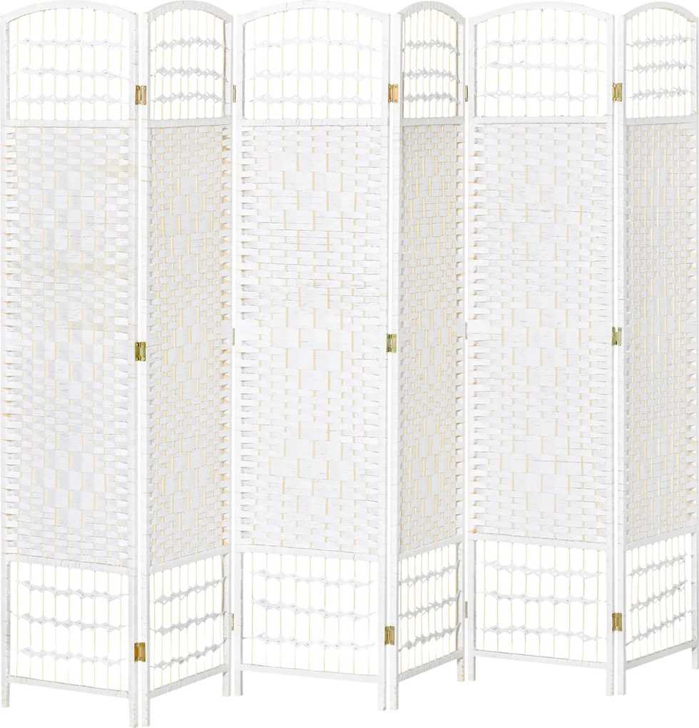 HOMCOM 6 Paneles Elválasztó Ajtó 95,28x66,93 hüvelyk Papírrost és Nyárfa Keret, Elegáns Dekoráció Hálószobába és Nappaliba - Fehér | Aosom