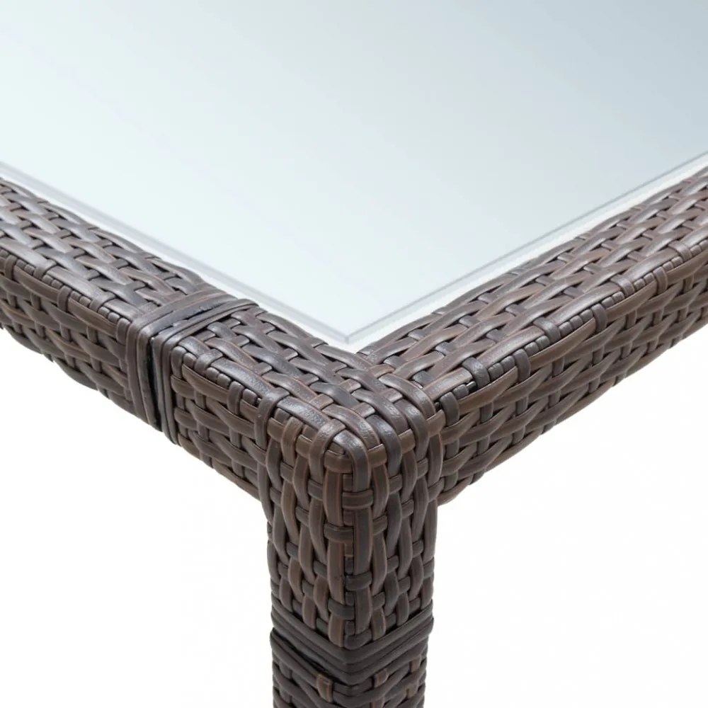 barna polyrattan kültéri étkezőasztal 200 x 150 x 74 cm