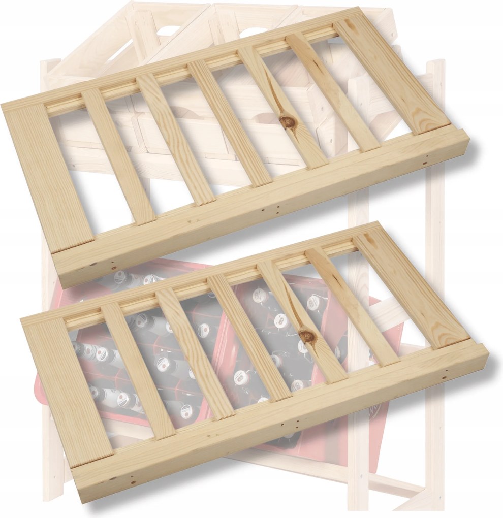 2x Lsr polcos ládatartó polc 66,6x34 cm fenyő polc Eko ládatartó