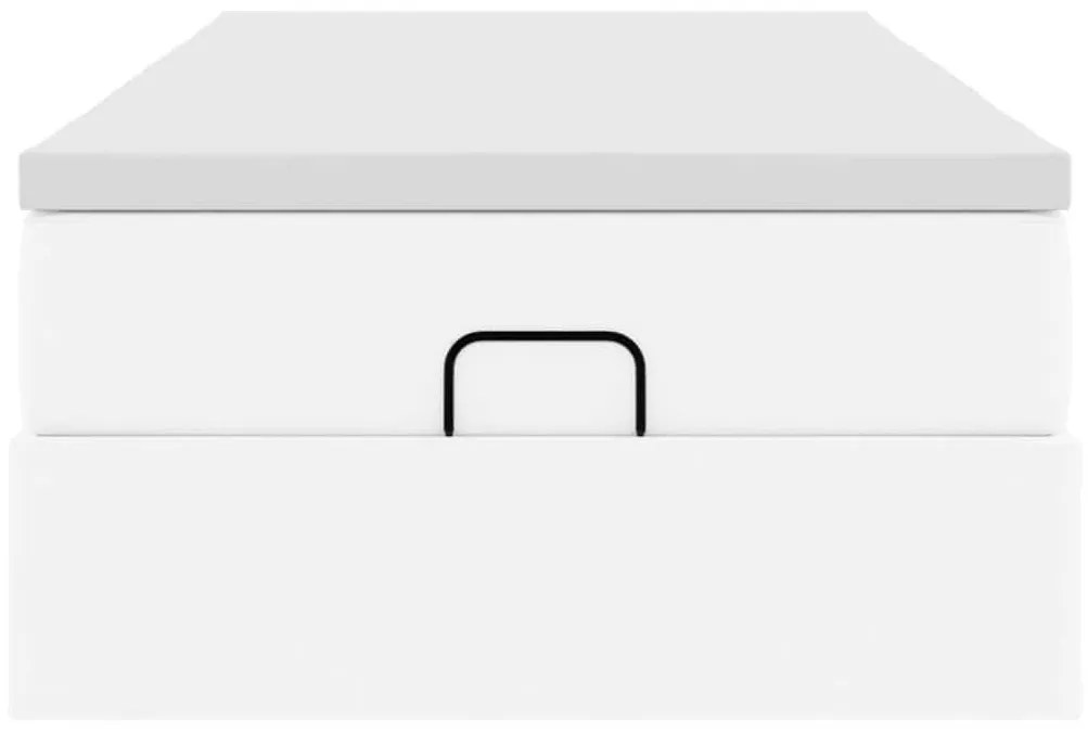 Ottomán ágykeret matraccal Fehér 90x200cm műbőrrel