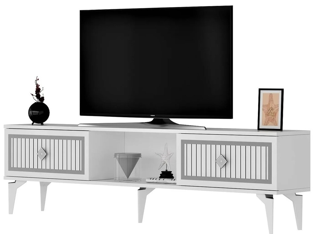 TV asztal/szekrény Kututa 2 (fehér + ezüst) . 1095226