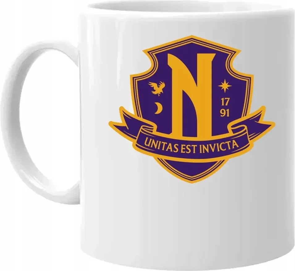 Unitas Est Invicta Nevermore Academy bögre a Wednesday sorozat rajongóinak