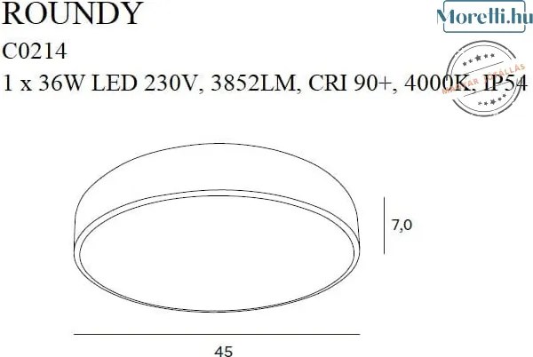 Fürdőszoba Mennyezeti Lámpa Fekete ROUNDY MAXLIGHT C0214