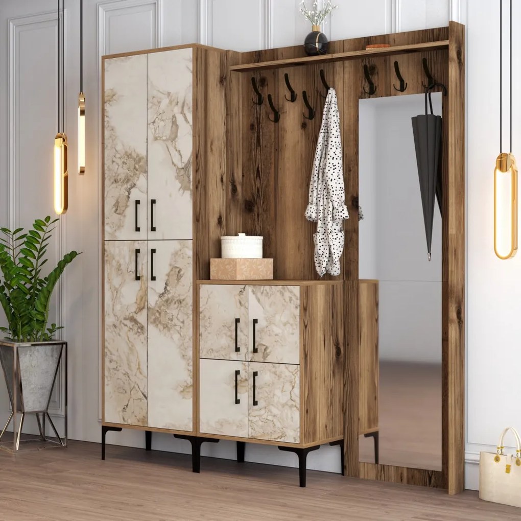Berlin ABC - Walnut, White Marble