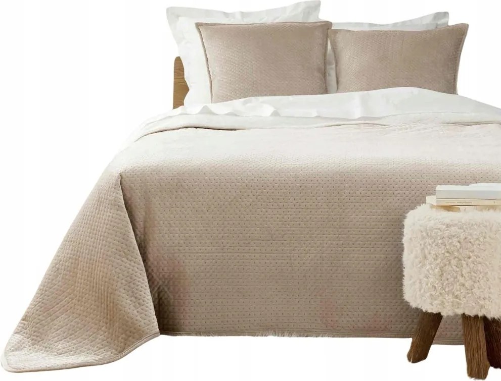 Ágytakaró Poliészter Bézs 220 X 240 CM Párnahuzattal 60 X 60 CM