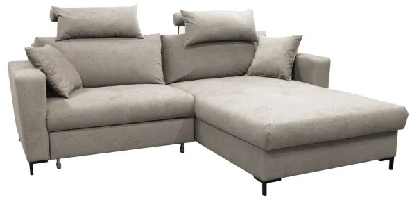 Kinyitható L alakú sarokkanapé tárolóval HORTA, jobbos kivitel, szürke