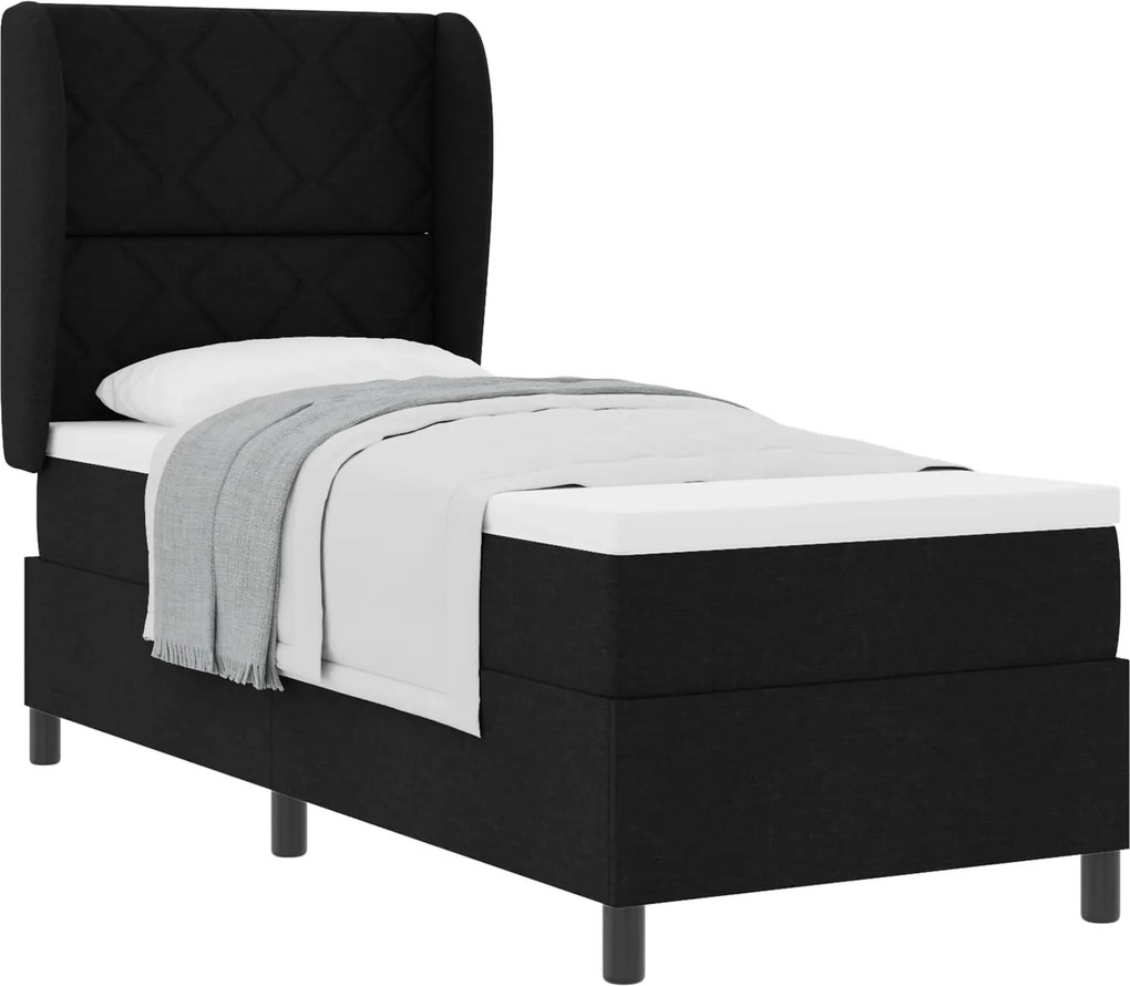 vidaXL Boxrugós ágy matracmal fejtámlával Fekete 80 x 200 cm szövet