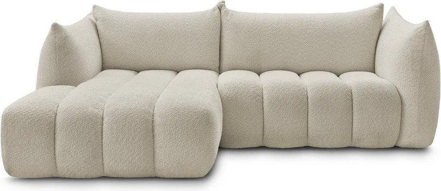 Bézs buklé sarokkanapé (bal oldali-heverő résszel) Azra – Bobochic Paris