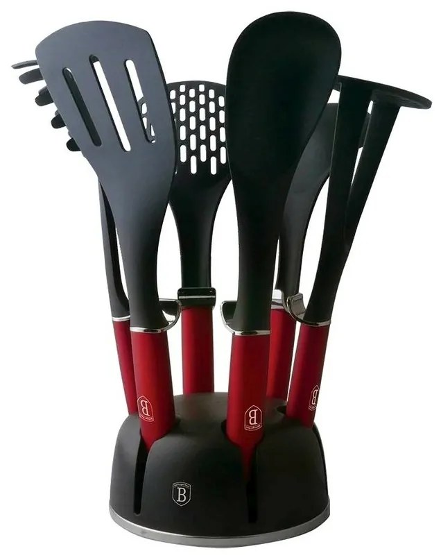 Berlinger Haus 7 részes konyhaieszköz-készlet állvánnyal, Burgundy Metallic Line