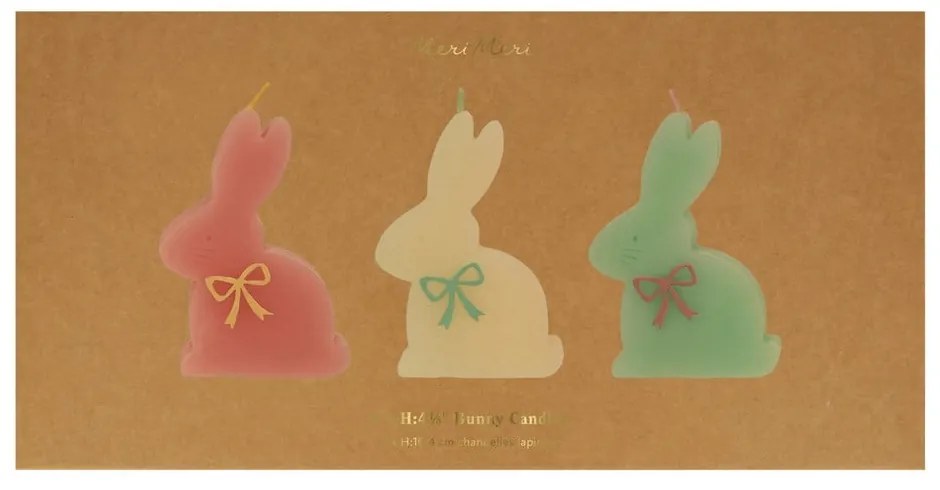 Gyertya készlet 3 db-os égési idő 2 ó húsvéti mintával Bunny – Meri Meri