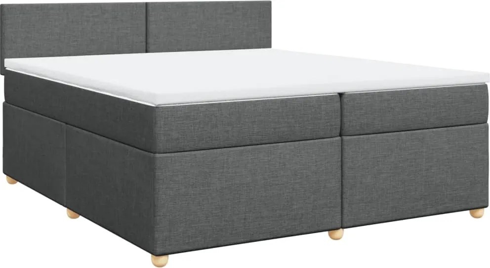 vidaXL sötétszürke szövet rugós ágy matraccal 200 x 200 cm