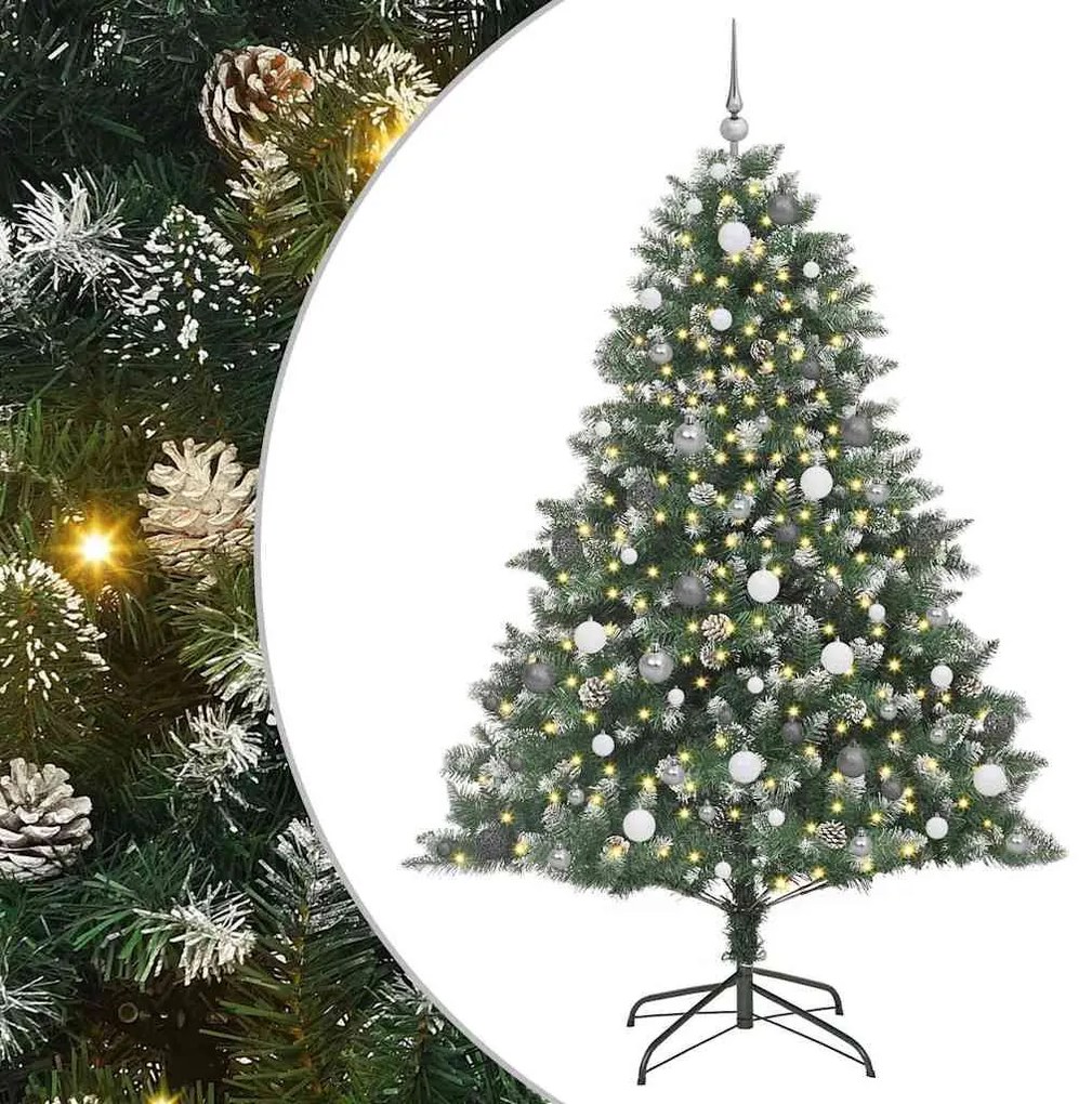 Műkarácsonyfa LED -es lámpákkal Zöld 210cm PVC