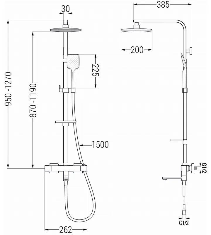 Mexen - CQ62 zuhanygarnitúra termosztatikus csapteleppel Cube, króm, 779106295-00